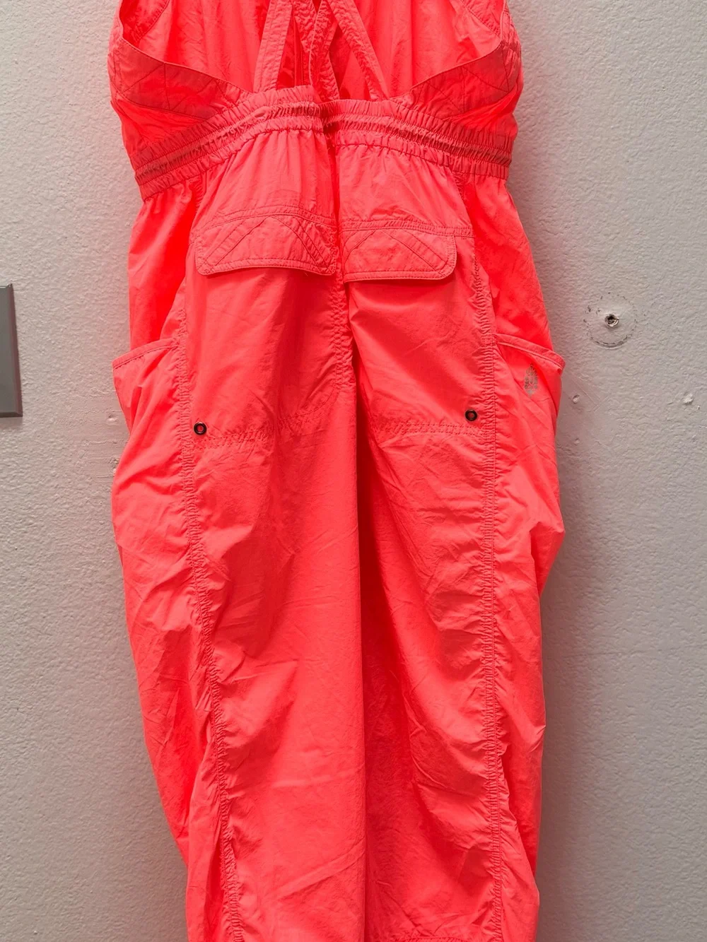 Free People Coral Neon/ orange Lightweight Utility Jumpsuit